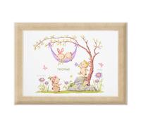VERVACO Point De Croix Compté Kit DIY Cadeau Bebe Naissance Personnalisé LAPINS DANS LE JARDIN Tableau Complet Kit De Broderie Loisir Créatif Maison Décoration ca. 45 x 37 cm Cross Stitch Embroidery