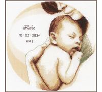 VERVACO Point De Croix Compté Kit DIY Cadeau Bebe Naissance Personnalisé MAMAN ET BÉBÉ Tableau Complet Kit De Broderie Loisir Créatif Maison Décoration ca. 26 x 26 cm Cross Stitch