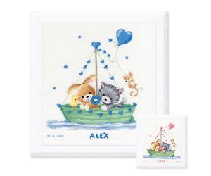 VERVACO Point De Croix Compté Kit DIY Cadeau Bebe Naissance Personnalisé NOTRE PLUS GRANDE AVENTURE Tableau Complet Kit De Broderie Loisir Créatif Maison Décoration ca. 28 x 29 cm Cross Stitch