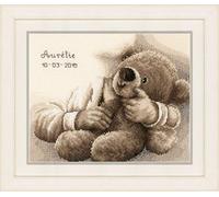 Vervaco Kit point de croix personnalisé NOUNOURS - Cadeau naissance bébé 25 x 20 cm
