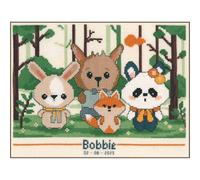 VERVACO Point De Croix Compté Kit DIY Cadeau Bebe Naissance Personnalisé PANDA ET AMIS ca. 19 x 14 cm Tableau Complet Kit De Broderie Loisir Créatif Maison Décoration Cross Stitch
