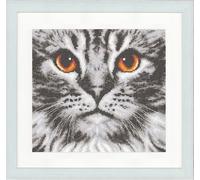 VERVACO Point De Croix Compté Kit DIY Cadeau Bebe Naissance Personnalisé Primer plano de un gato Tableau Complet Kit De Broderie Loisir Créatif Maison Décoration 23 x 21 cm Cross Stitch Embroidery