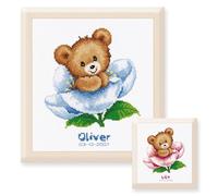 Vervaco Kit point de croix complet UN OURS DOUCE DIY personnalisé Cadeau naissance bébé 20 x 22 cm