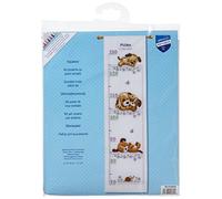Vervaco Point De Croix Compté Kit DIY Cadeau Mesure De La Hauteur Enfant CHIENS ET FLEURS Tableau Complet Kit De Broderie Loisir Créatif Maison Décoration ca. 18 x 70 cm Cross Stitch Height Chart