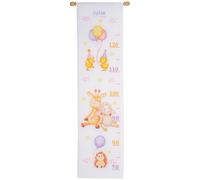 VERVACO Point De Croix Compté Kit DIY Cadeau Mesure De La Hauteur Enfant FÊTE DES ANIMAUX Tableau Complet Kit De Broderie Loisir Créatif Maison Décoration ca. 18 x 70 cm Cross Stitch Height Chart