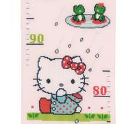 Vervaco Point De Croix Compté Kit DIY Cadeau Mesure De La Hauteur Enfant HELLO KITTY Tableau Complet Kit De Broderie Loisir Créatif Maison Décoration ca. 18 x 70 cm Cross Stitch Height Chart