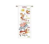Vervaco Point De Croix Compté Kit DIY Cadeau Mesure De La Hauteur Enfant LES ANIMAUX DE FERME Tableau Complet Kit De Broderie Loisir Créatif Maison Décoration ca. 18 x 70 cm Cross Stitch Height Chart