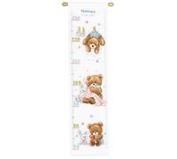 Vervaco Point De Croix Compté Kit DIY Cadeau Mesure De La Hauteur Enfant PETITS NOUNOURS Tableau Complet Kit De Broderie Loisir Créatif Maison Décoration ca. 18 x 70 cm Cross Stitch Height Chart