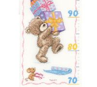 Vervaco Point De Croix Compté Kit DIY Cadeau Mesure De La Hauteur Enfant POPCORN ANNIVERSAIRE Tableau Complet Kit De Broderie Loisir Créatif Maison Décoration ca. 18 x 70 cm Cross Stitch Height Chart