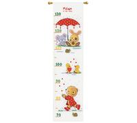 Vervaco Point De Croix Compté Kit DIY Cadeau Mesure De La Hauteur Enfant SOUS LE PARAPLUIE Tableau Complet Kit De Broderie Loisir Créatif Maison Décoration ca. 18 x 70 cm Cross Stitch Height Chart