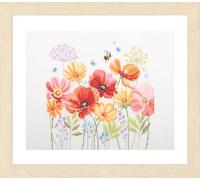 Vervaco Point De Croix Compté Kit DIY COQUELICOTS Tableau Complet Kit De Broderie Loisir Créatif Maison Décoration 29 x 28 cm Cross Stitch Embroidery