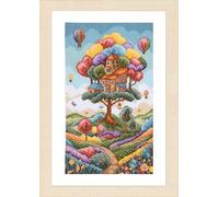VERVACO Point De Croix Compté Kit DIY PAYSAGE AVEC CABANE DANS LES ARBRES Tableau Complet Kit De Broderie Loisir Créatif Maison Décoration 16 x 28 cm Cross Stitch Embroidery
