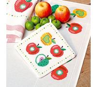 Vervaco Point De Croix Compté Kit Manique Complet Set POMMES COLORÉES I LOT DE 2 De Broderie Loisir Créatif Maison Decoration Cadeau DIY ca. 18 x 18 cmCounted Cross Stitch Embroidery