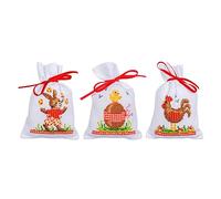 VERVACO Point De Croix Compté Kit Sachet Aromates Complet Set ANIMAUX DE PÂQUES LOT DE 3 De Broderie Loisir Créatif Maison Decoration Cadeau DIY ca. 8 x 12 cm Counted Cross Stitch Embroidery