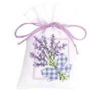 Vervaco Point De Croix Compté Kit Sachet Aromates Complet Set BRINS DE LAVANDE AVEC NŒUD De Broderie Loisir Créatif Maison Decoration Cadeau DIY ca. 8 x 12 cm Counted Cross Stitch Embroidery