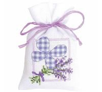 Vervaco Point De Croix Compté Kit Sachet Aromates Complet Set BRINS DE LAVANDE AVEC PAPILLON De Broderie Loisir Créatif Maison Decoration Cadeau DIY ca. 8 x 12 cm Counted Cross Stitch Embroidery