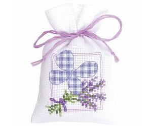 Vervaco Point De Croix Compté Kit Sachet Aromates Complet Set BRINS DE LAVANDE AVEC PAPILLON De Broderie Loisir Créatif Maison Decoration Cadeau DIY ca. 8 x 12 cm Counted Cross Stitch Embroidery