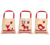 VERVACO Point De Croix Compté Kit Sachet Aromates Complet Set CADEAU ANIMAUX DE NOËL LOT DE 3 De Broderie Loisir Créatif Maison Decoration Cadeau DIY ca. 9 x 9 cm Counted Cross Stitch Embroidery