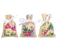 VERVACO Point De Croix Compté Kit Sachet Aromates Complet Set FLEURS DE PRINTEMPS LOT DE 3 De Broderie Loisir Créatif Maison Decoration Cadeau DIY ca. 8 x 12 cm Counted Cross Stitch Embroidery