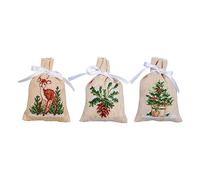 VERVACO Point De Croix Compté Kit Sachet Aromates Complet Set HIVER LOT DE 3 De Broderie Loisir Créatif Maison Decoration Cadeau DIY ca. 8 x 12 cm Counted Cross Stitch Embroidery