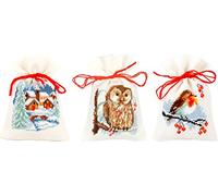 Vervaco Point De Croix Compté Kit Sachet Aromates Complet Set HIVER LOT DE 3 De Broderie Loisir Créatif Maison Decoration Cadeau DIY ca. 8 x 12 cm Counted Cross Stitch Embroidery