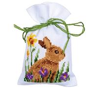 Vervaco Point De Croix Compté Kit Sachet Aromates Complet Set LAPINS AVEC POUSSINS LOT DE 3 De Broderie Loisir Créatif Maison Decoration Cadeau DIY ca. 8 x 12 cm Counted Cross Stitch Embroidery