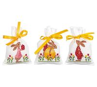 VERVACO Point De Croix Compté Kit Sachet Aromates Complet Set LAPINS DE PÂQUES LOT DE 3 De Broderie Loisir Créatif Maison Decoration Cadeau DIY ca. 8 x 12 cm Counted Cross Stitch Embroidery
