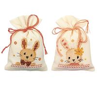 Vervaco Point De Croix Compté Kit Sachet Aromates Complet Set LAPINS DOUX LOT DE 2 De Broderie Loisir Créatif Maison Decoration Cadeau DIY ca. 8 x 12 cm Counted Cross Stitch Embroidery