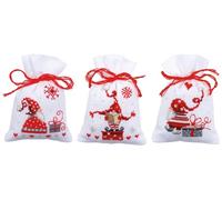 Vervaco Point De Croix Compté Kit Sachet Aromates Complet Set NOËL LUTINS LOT DE 3 De Broderie Loisir Créatif Maison Decoration Cadeau DIY ca. 8 x 12 cm Counted Cross Stitch Embroidery