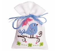 Vervaco Point De Croix Compté Kit Sachet Aromates Complet Set OISEAU BLEU De Broderie Loisir Créatif Maison Decoration Cadeau DIY ca. 8 x 12 cm Counted Cross Stitch Embroidery