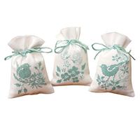 Vervaco Point De Croix Compté Kit Sachet Aromates Complet Set OISEAUX ET FLEURS LOT DE 3 De Broderie Loisir Créatif Maison Decoration Cadeau DIY ca. 8 x 12 cm Counted Cross Stitch Embroidery