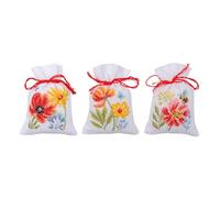 Vervaco Point De Croix Compté Kit Sachet Aromates Complet SetCOQUELICOTS LOT DE 3 De Broderie Loisir Créatif Maison Decoration Cadeau DIY8 x 12 cm Counted Cross Stitch Embroidery