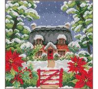 VERVACO Point De Croix Compté Kit Tableau Complet Set 4 SAISONS HIVER De Broderie Loisir Créatif Maison Decoration Cadeau DIY ca. 22 x 22 cm Counted Cross Stitch Embroidery