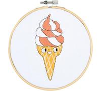 VERVACO Point De Croix Compté Kit Tableau Complet Set Avec Tambour GLACE MOLLE ca. 16 x 16 cm De Broderie Loisir Créatif Maison Decoration Cadeau DIY Cross Stitch