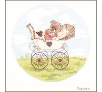 VERVACO Point De Croix Compté Kit Tableau Complet Set Baby Popcorn De Broderie Loisir Créatif Maison Decoration Cadeau DIY ca. 13,5 x 13,5 cm Counted Cross Stitch Embroidery, Cotton, Multicolore