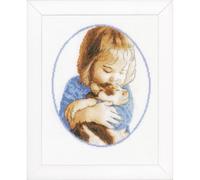 VERVACO Point De Croix Compté Kit Tableau Complet Set CÂLINS DE CHAT De Broderie Loisir Créatif Maison Decoration Cadeau DIY ca. 21 x 26 cm Counted Cross Stitch Embroidery