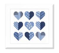 VERVACO Point De Croix Compté Kit Tableau Complet Set Coeurs De Broderie Loisir Créatif Maison Decoration Cadeau DIY ca. 23 x 21 cm Counted Cross Stitch Embroidery, Cotton, Multicolore