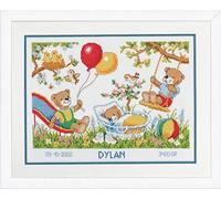 Vervaco Point De Croix Compté Kit Tableau Complet Set DES OURS DANS LE JARDIN De Broderie Loisir Créatif Maison Decoration Cadeau DIY ca. 32 x 29 cm Counted Cross Stitch Embroidery