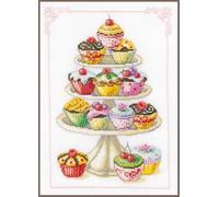 Vervaco Point De Croix Compté Kit Tableau Complet Set DES PETITS GÂTEAUX De Broderie Loisir Créatif Maison Decoration Cadeau DIY ca. 21 x 29 cm Counted Cross Stitch Embroidery