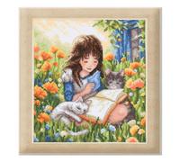 Vervaco Point De Croix Compté Kit Tableau Complet Set DÉTENTE AU JARDIN De Broderie Loisir Créatif Maison Decoration Cadeau DIY ca. 23 x 25 cm Counted Cross Stitch Embroidery
