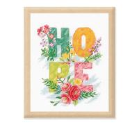 VERVACO Point De Croix Compté Kit Tableau Complet Set ESPOIR De Broderie Loisir Créatif Maison Decoration Cadeau DIY ca. 20 x 25 cm Counted Cross Stitch Embroidery