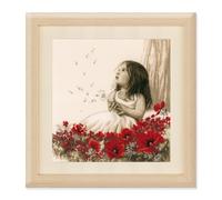 Vervaco Point De Croix Compté Kit Tableau Complet Set FILLE DANS UN CHAMP DE PAVOT De Broderie Loisir Créatif Maison Decoration Cadeau DIY ca. 33 x 34 cm Counted Cross Stitch Embroidery