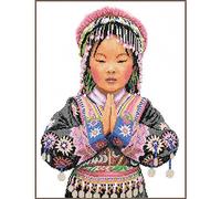 Vervaco Point De Croix Compté Kit Tableau Complet Set FILLE THAÏLANDAISE De Broderie Loisir Créatif Maison Decoration Cadeau DIY ca. 29 x 39 cm Counted Cross Stitch Embroidery