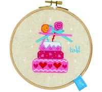 Vervaco Point De Croix Compté Kit Tableau Complet Set GÂTEAU D'ANNIVERSAIRE II De Broderie Loisir Créatif Maison Decoration Cadeau DIY ca. 14,5 x 14,5 cm Counted Cross Stitch Embroidery