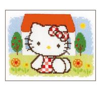 Vervaco Point De Croix Compté Kit Tableau Complet Set HELLO KITTY EN ÉTÉ De Broderie Loisir Créatif Maison Decoration Cadeau DIY ca. 18 x 13 cm Counted Cross Stitch Embroidery