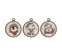 Vervaco Point De Croix Compté Kit Tableau Complet Set (lot de 3) FIGURINES D'HIVER De Broderie Loisir Créatif Maison Decoration Cadeau DIY ca. 10 x 10 cm Counted Cross Stitch Embroidery