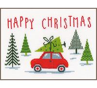 VERVACO Point De Croix Compté Kit Tableau Complet Set NOËL HANCHE De Broderie Loisir Créatif Maison Decoration Cadeau DIY ca. 25 x 17 cm Counted Cross Stitch Embroidery