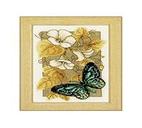 Vervaco Point De Croix Compté Kit Tableau Complet Set PAPILLONS ET FLEURS De Broderie Loisir Créatif Maison Decoration Cadeau DIY ca. 8 x 12 cm Counted Cross Stitch Embroidery