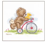 VERVACO Point De Croix Compté Kit Tableau Complet Set Popcorn À VÉLO De Broderie Loisir Créatif Maison Decoration Cadeau DIY ca. 19 x 14 cm Counted Cross Stitch Embroidery, Cotton, Multicolore
