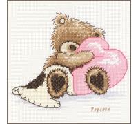 Vervaco Point De Croix Compté Kit Tableau Complet Set POPCORN AVEC UNE COEUR De Broderie Loisir Créatif Maison Decoration Cadeau DIY ca. 13 x 11 cm Counted Cross Stitch Embroidery